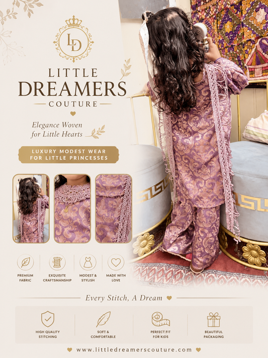 Luxury Lilac Jacquard Girls Co-Ord Set