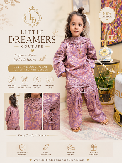 Luxury Lilac Jacquard Girls Co-Ord Set