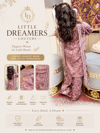 Luxury Lilac Jacquard Girls Co-Ord Set