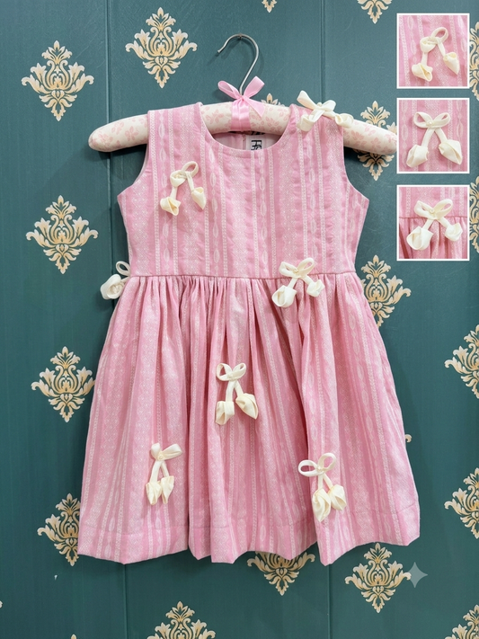 Pink Bow Delight Girls Party Dress | Elegant