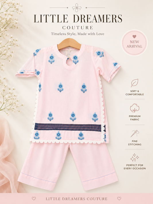 Pink Floral Lace Girls 2 Piece Dress | Little Dreamers Couture