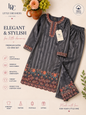 Girls Black Embroidered Satin 2 pc