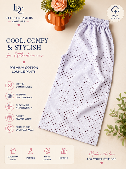 Girls Navy Lace Top with Polka Dot Pants Cotton Co-Ord Set