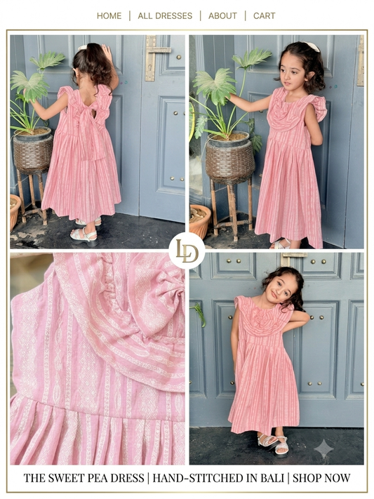 Sweet Pea Dress for Girls | Organic Cotton Pink Dress