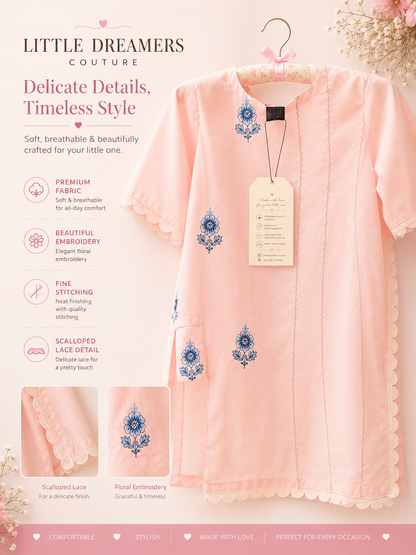 Pink Floral Lace Girls 2 Piece Dress | Little Dreamers Couture