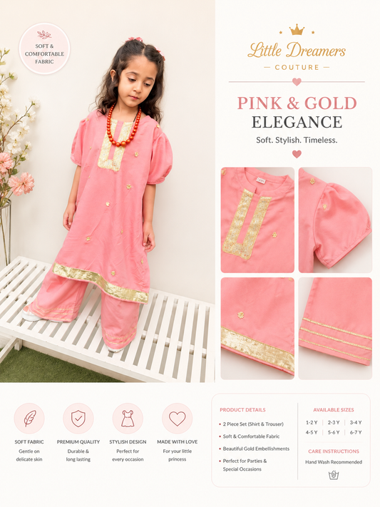 Pink & Gold 2 Piece Girls Outfit