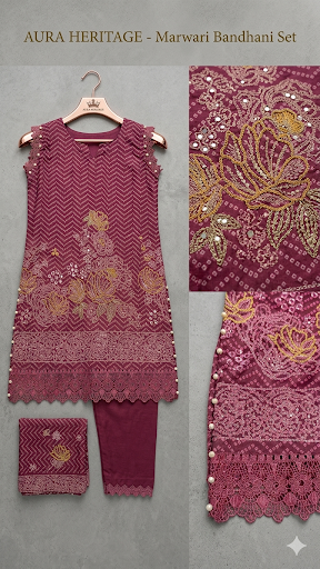 raw silk with embroidery