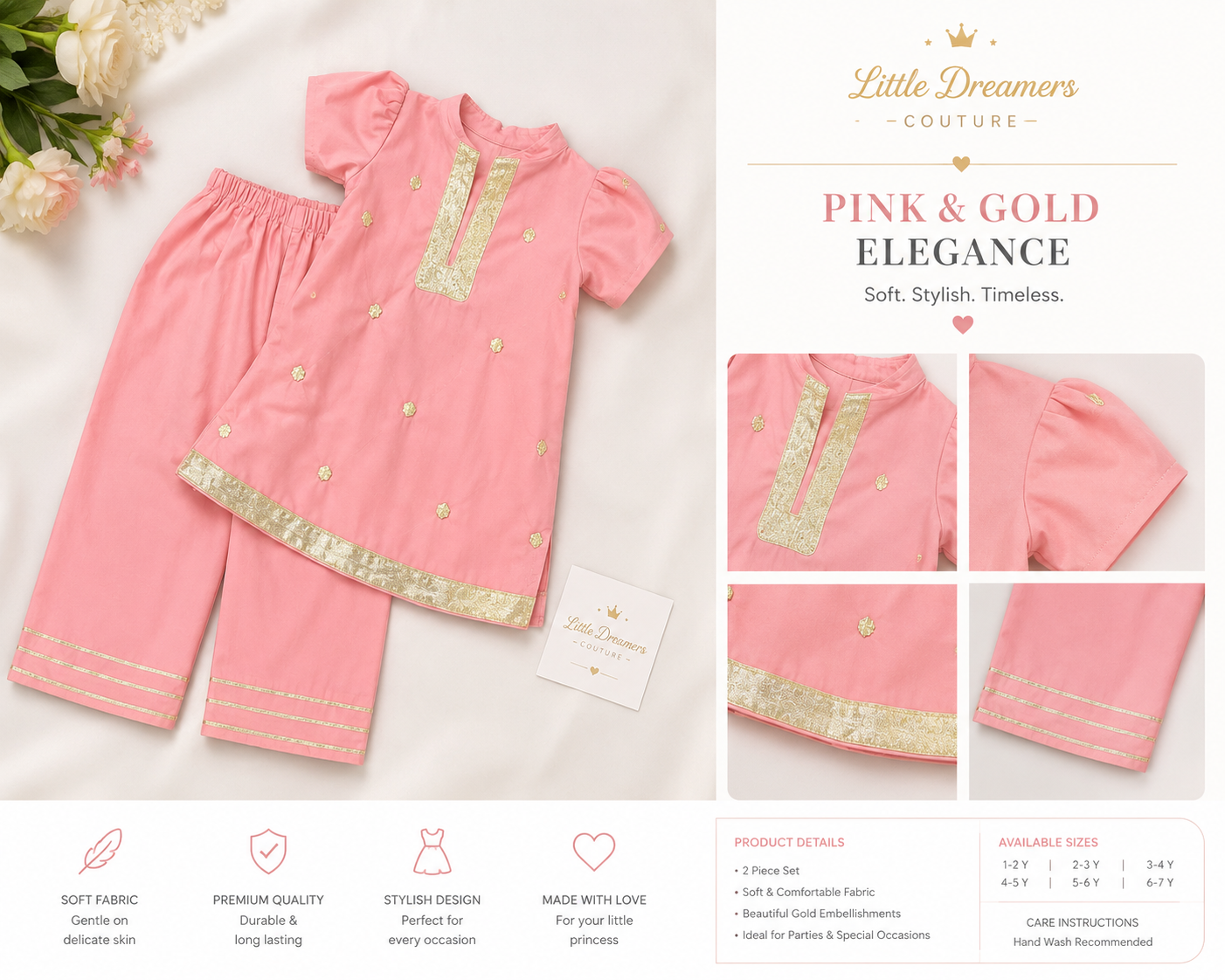 Pink & Gold 2 Piece Girls Outfit